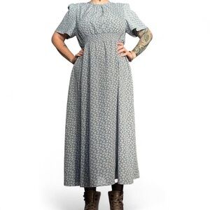 Vintage Maxi Blue Floral Dress